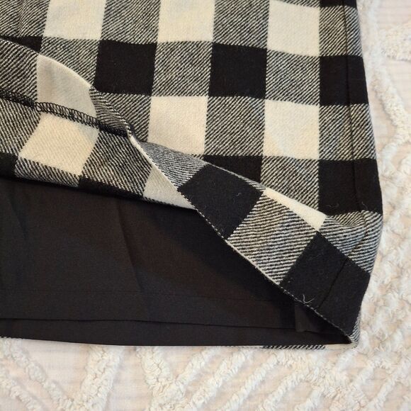 Talbots Women's Size 12 Black & White Check Buffalo Plaid Wool Blend Skirt Lined - Picture 3 of 7